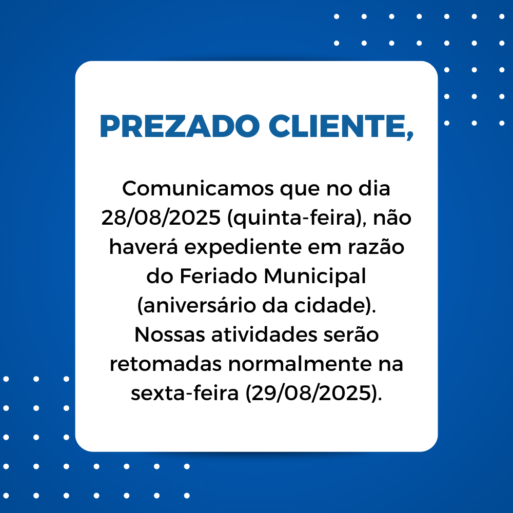 Comunicado feriado de Guaramirim